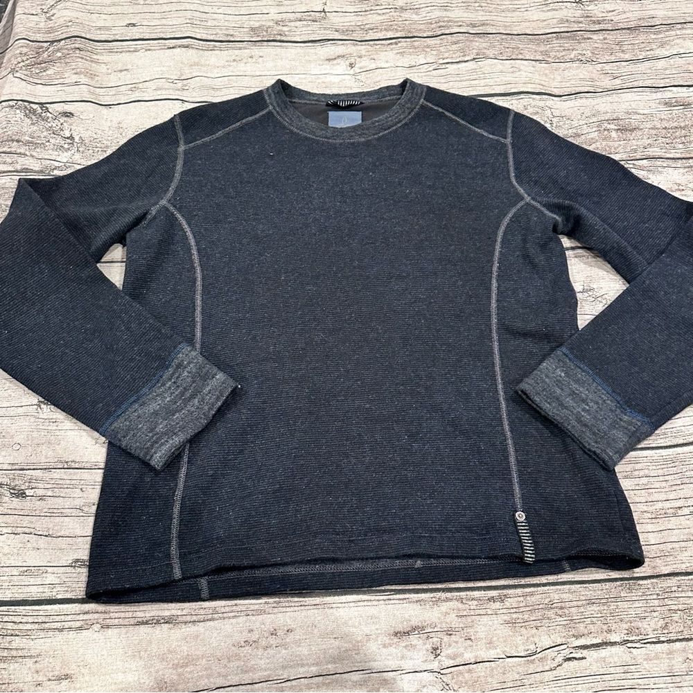 Men’s Prana Dark Gray Wool Blend Crewneck Sweater Size Medium Gorpcore